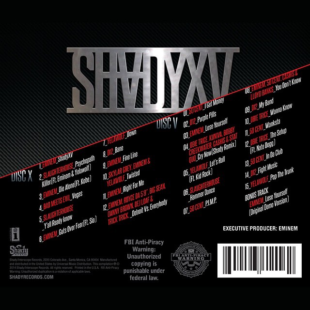 Eminem: трек-лист SHADYXV