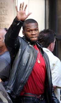 50 Cent and Zoe Kravitz on the Set of “Twelve”
